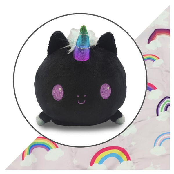 Plushie Tote: Black Unicorn/Rainbows - teeturtle
